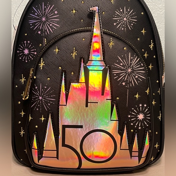 WDW 50TH ANNIVERSARY Collection Matte Black & Rose Gold Castle Mini Backpack - Picture 7 of 10